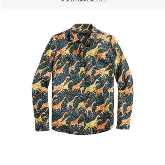 J. Crew Tops - J.Crew Collection Silk Twill Shirt in Giraffes